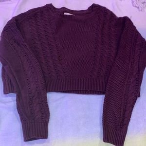 LA Hearts Deep Maroon Cropped Knit Sweater